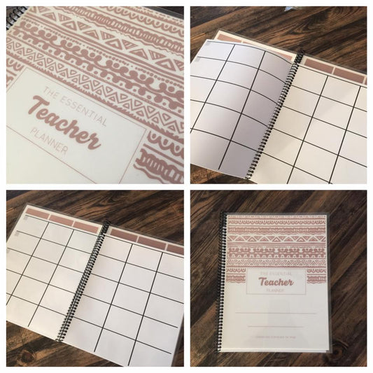 The Essential Teacher WEEKLY Planner- Rose Gold Tribal Design